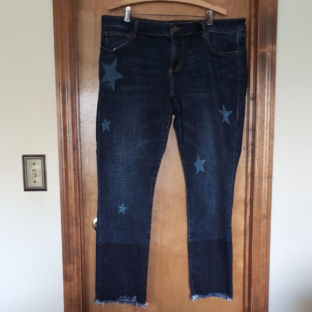 CAbi Dark Blue Star Ankle Jeans